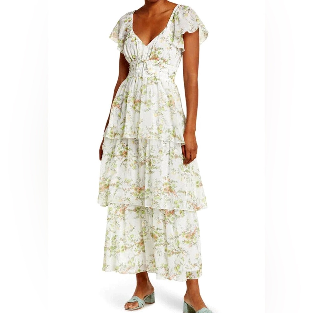 Chelsea28 Floral Tiered Ruffle Maxi Dress Sz M EUC